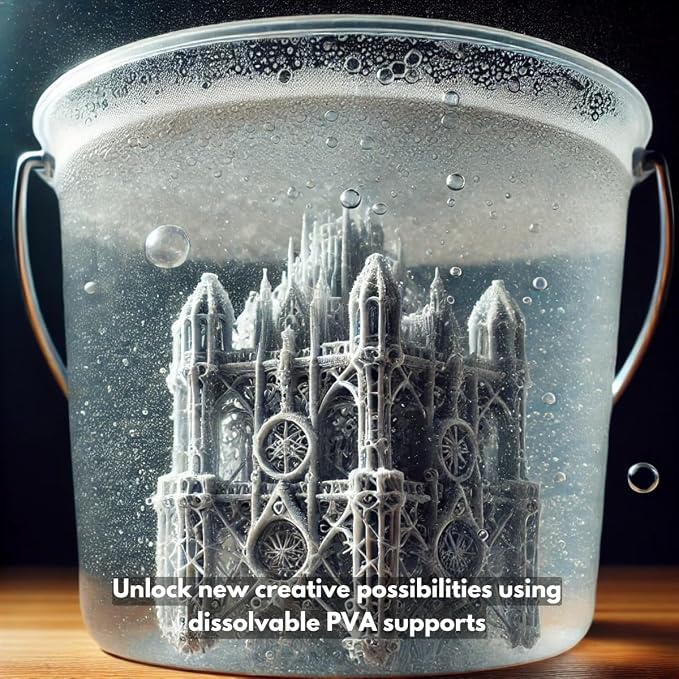 Fused Materials PVA Filament 2.85mm 0.5kg – Water-Soluble 3D Printer Filament – Compatible with Bambu Lab, Polymaker, Overture, and More – Works with PLA, PETG, Nylon, ABS – Clear & Transparent