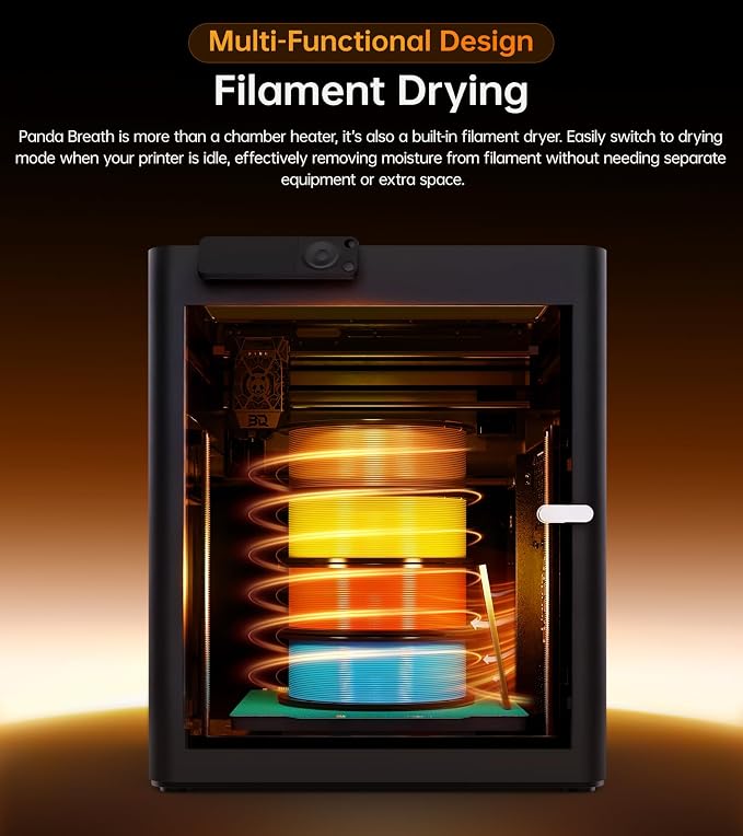 BIQU Panda Breath 3 in 1 Smart 3D Printer Chamber Heater + Air Filter + Filament Dryer for Bambu-Lab P1S P1P X1C A1, Snapmaker U1, Voron 3D Printers, Auto Start/Stop, Web/Button Control