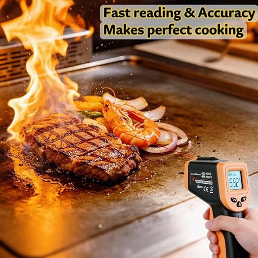 Blackstone Infrared Thermometer Temperature Gun for Cooking, IR Thermometer for Pizza Oven Griddle Cast Iron -58℉~1022℉ Non-Contact Digital Laser Thermometer Gun with Hard Storage Case (NOT for Human)