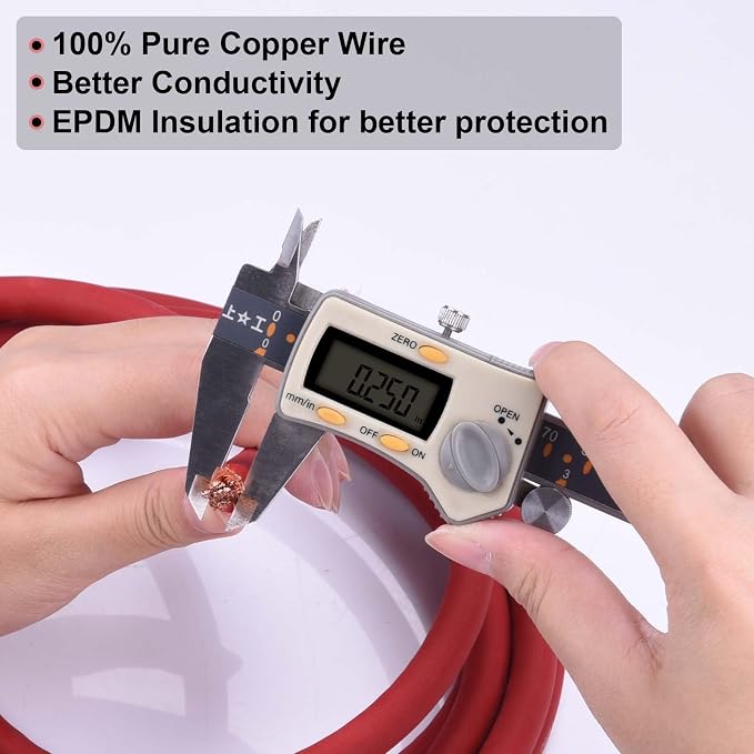 4 Gauge Battery Cable, 15FT Red + 15FT Black 4 AWG Pure Copper Wire Welding Cable, for Automotive, Battery, Solar and Generator, Standard USA OFC Wire