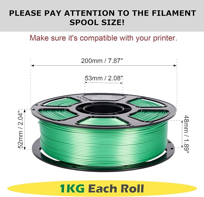 Silk PLA Filament 1.75mm Bundle 8x1KG, Shiny 3D Printer Filament Pack Accuracy +/- 0.02mm, Neatly Wound, Individually Vacuum Packed, Silky 3D Printing Filament for Most FDM 3D Printers