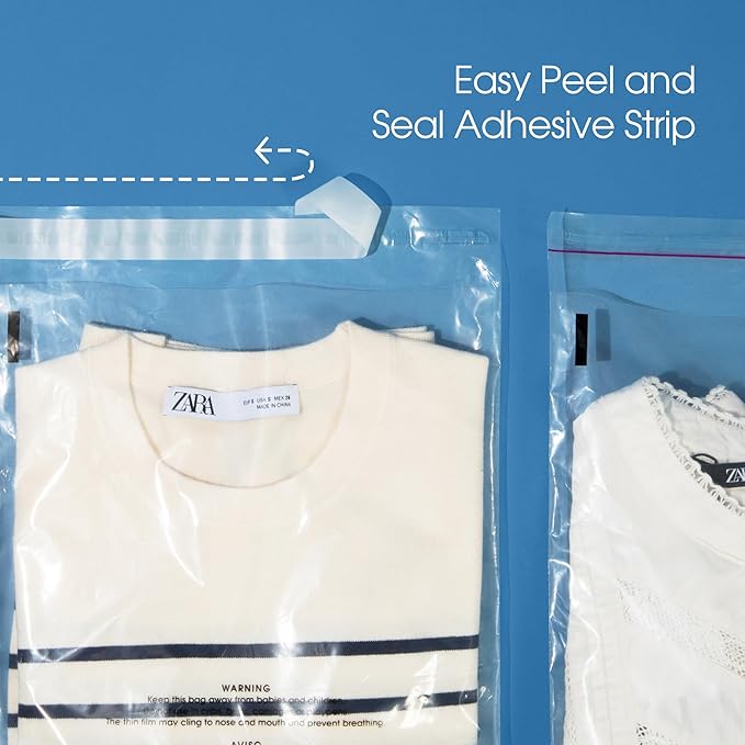 Spartan Industrial - 6” X 9” (1000 Count) Self Seal Clear Poly Bags with Suffocation Warning for Packaging, Shipping - Resealable Glue