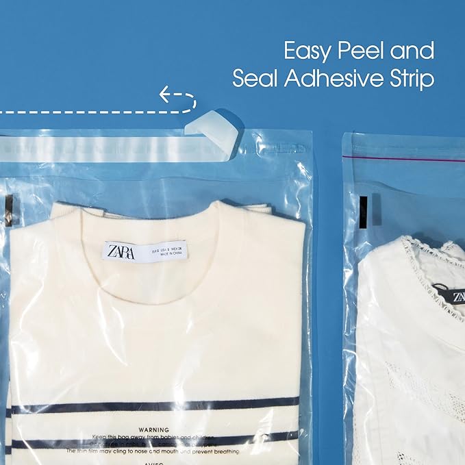 Spartan Industrial - 24" X 36" (200 Count) Self Seal Clear Poly Bags with Suffocation Warning for Packaging, Shipping - Permanent Adhesive