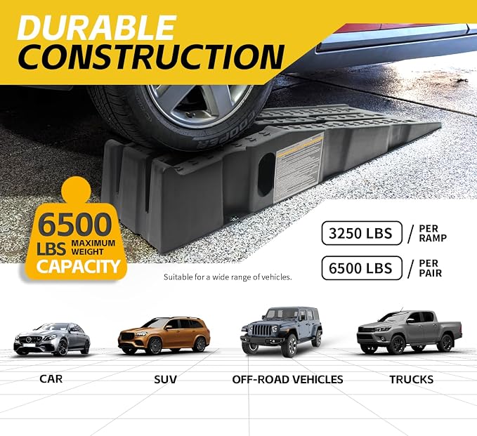 MaxxHaul 50947 Lift Stackable Vehicle Car Ramp 6500 LBS Capacity Per Pair 3250 LBS Per Ramp 2 Pack