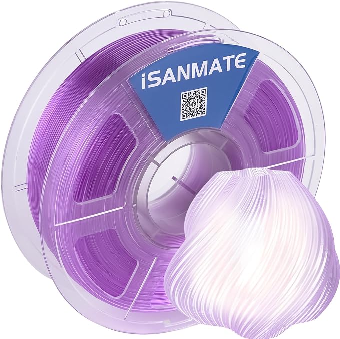 iSANMATE Rapid PETG Translucent Purple 3D Printer Filament 1.75mm,50-400mm/s High Speed Clear PETG Filament,Dimensional Accuracy ±0.02mm Specifically Designed for Lamps for Bambu Lab 3D Printers