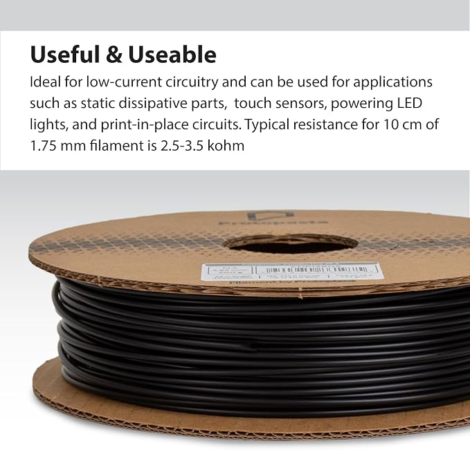 Protopasta Electrically Conductive Composite Black PLA 3D Printer Filament for Electrically Conductive 3D Prints | Easy Printing with Low Warp | 2.85mm Filament | 500g with Recyclable Cardboard Spool