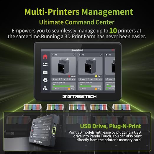 BIGTREETECH Direct Panda Touch for Bambu-Lab P1S P1P X1C X1E A1 Mini 3D Printers, P1S Touch Screen Upgrade, Support Multi-Printers Control and AMS, Check Firmware Compatibility First