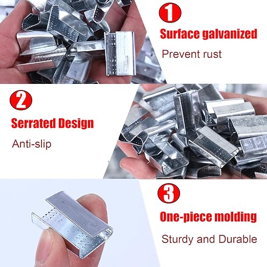 Strapping Open Seals Metal Buckle (Snap-On) Seals, for 1/2" - 5/8" Width Strapping Strap(Pack of 50)
