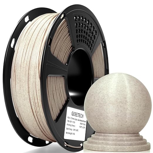 Geeetech Marble PLA Filament, 1.75mm 3D Printer Filament 1kg(2.2lbs), Dimensional Accuracy +/- 0.02 mm, Marble White-Brown Stone Color, Fit Most FDM Printer