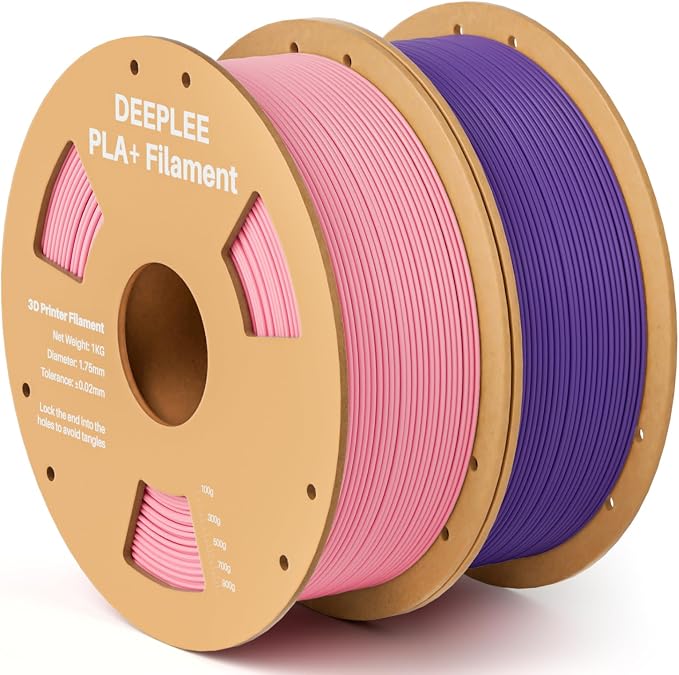 PLA+ 1.75mm 3D Printer Filament, PLA Plus with Dimensional Accuracy +/- 0.02mm, Higher Strength and Toughness, Neatly Wound, No Clogging, 2 Pack 1kg Pink & Purple