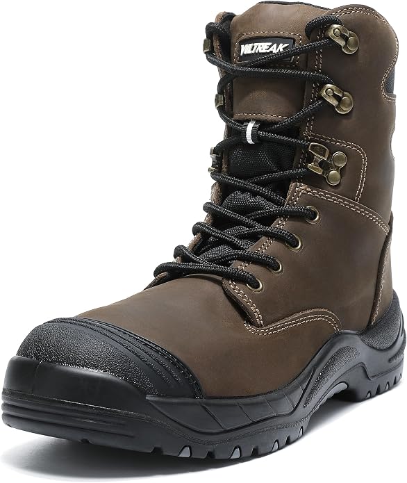 Steel Toe Work Boots for Men and Women, S3 Certified Safety Boots with Lace-Up Design, Waterproof, Anti-Puncture, Slip-Resistant, Ideal for Construction, Outdoor