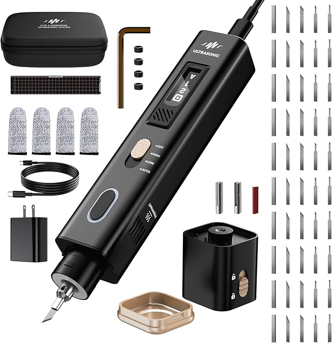 Ultrasonic Knife, Handheld 40kHz Ultrasonic Cutter Knife, High-Precision Sonic Cutting Tool for 3D Printing Post-Processing & Multi-Material Cutting (Plastic, PVC, Leather, Wood & More)