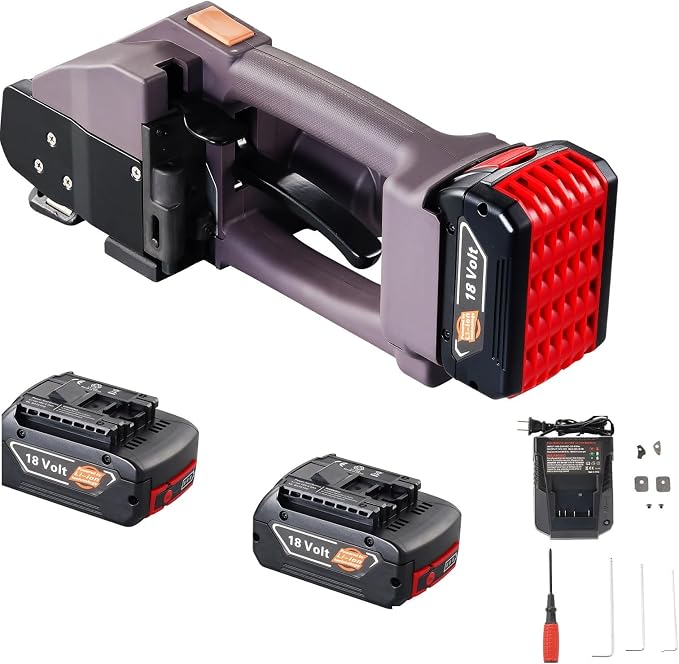 VEVOR Electric Strapping Machine, for 0.39"-0.75" PP PET Straps, Portable Electric Banding Tool with Digital Display, 2 x 4000mAh Battery Powered Automatic Strapping Tool for Packaging Box Pallet