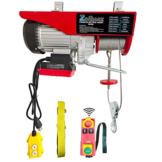 Electric Hoist Winch, 880 lbs 120V Electric Hoist with Remote Control | 16ft/33ft Lifting Speed ,328ft Wireless/Wire Electric Hoist for Garage ,Warehouse ,Factory,Construction Site, Attic