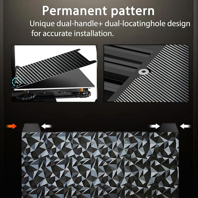 3D Printer Platform PEO PET Build Plate,Diamond PEO+Carbon Fiber PET Build Plate Flexible Spring Steel Sheet Plate for K1 Max/Ender 3 V3 Plus 310 X315mm(Without Magnetic Base).