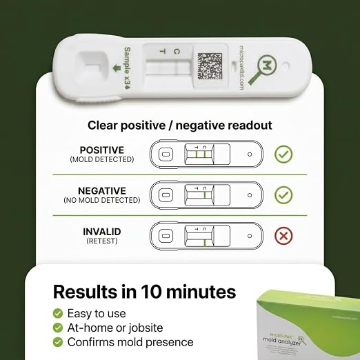 Mold Analyzer, Easy Professional Mold Detection Kit, 1 Pack | Easy At-Home Mold Detection, Fast, Accurate 10-Minute Results, DIY Testing Kit for Homes, Apartments, Bathrooms, HVAC & More