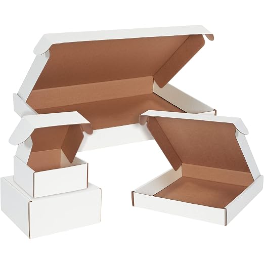 Box USA 12" Deluxe Shipping Boxes, 12 1/8"L x 9 1/4"W x 4"H, 50-Pack - White Box Mailers for Packaging, Storage, Gifts or Bulk Business Orders