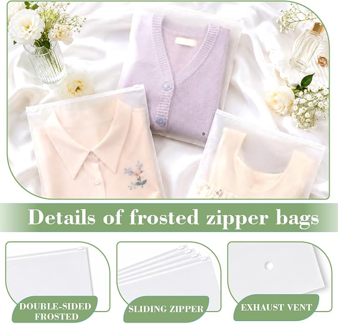 MIXTRUS Clothing Shipping Bags 10x13 Inch 200 PCS for Small Business, Clothing Packaging Bags for Shipping, Frosted Zipper Plastic Bag for Clothing, 3 Mil, Suitable for T Shirts, Shirts, Leggings