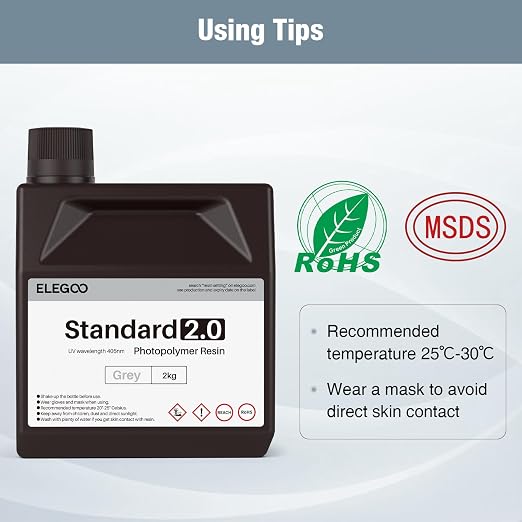 ELEGOO 3D Printer Resin, 405nm Fast UV Curing Standard Photopolymer Resin, High Precision, Non Toxic 3D Resin for Saturn 4/Saturn 3/Mars 5/Mars 4, LCD/MSLA/DLP 3D Printing, Clear Red 2000G