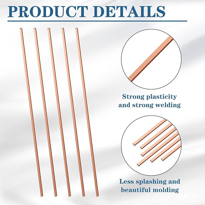 Tandefio 7.5% Silver Brazing Rods AWS BCUP-4 40 Sticks, Silver Solder Flat Welding Rods 0.050"x1/8"x10" for Air Conditioning, Refrigerator, Cold Storage & HVAC Units, Phos Copper Brazing Alloys