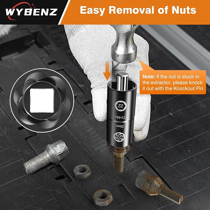 2-IN-1 Flip Lug Nut Extractor Set, 9Pcs Lug Nut Removal Tool, Wheel Lock Removal Kit, 1/2 Inch Drive Lug Nut Remover, 17-27mm Bolt Extractor Socket Set for Stripped, Rounded, Damaged Bolt and Nuts
