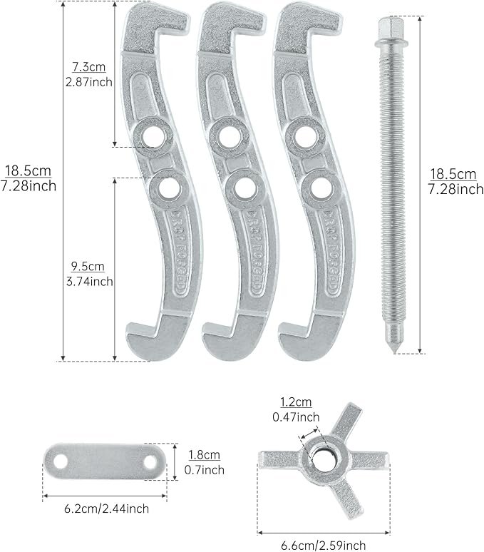 ChgImposs 6 Inch 3-Jaw Gear Puller, 2 Jaw 3 Jaw Puller for Pulley Gears Bearings and Flywheels, Heavy Duty Pulley Puller with Reversible Jaws, High Carbon Steel Removal Tool Bearing Puller Tool