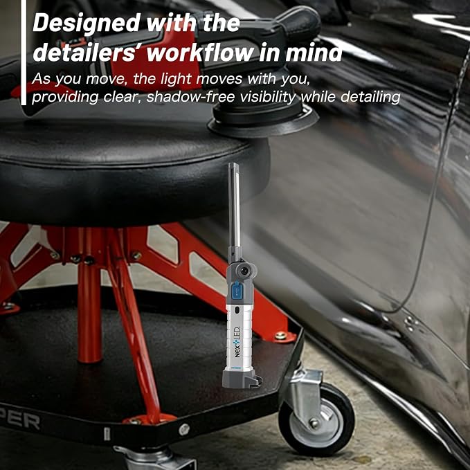 NextLED NT-7885M Ultimate Folding 1500 Lumen Multi-Function LED Rechargeable Work Light with CRI 95 Rating, Dual Color Temperatures, for Auto Detailing, Color Match, Mechanic Repair, HVAC Inspection
