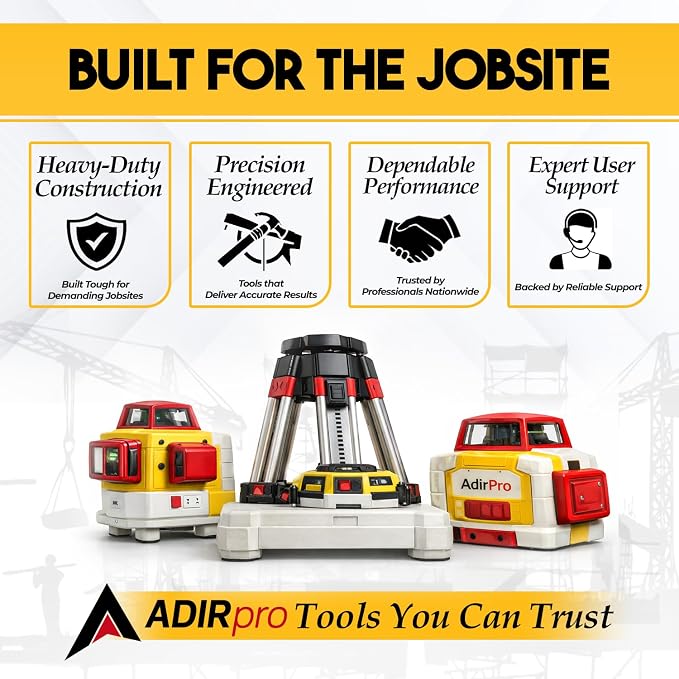 AdirPro Laser Level Tripod - Universal Heavy Duty Survey & Transit Tripod - 5/8" x 11" Thread - Quick Clamp - Aluminum Construction for Lasers & Levels (Green)