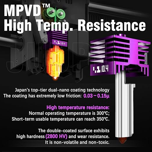 2PK MPVD Hotend 0.4mm for Bambu Lab X2D/P2S H2/A1 Series Nozzle Upgrade Nano-Coating Anti-Stick Filament High Hardness 2800HV for Bambu lab X2D P2S Nozzle Bambu Lab H2S Hotend