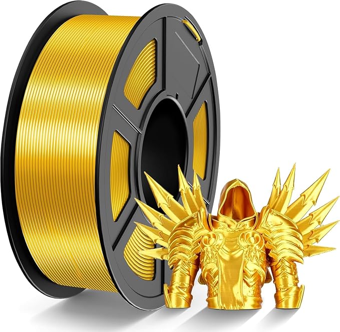 TECBEARS Silk Filament 1.75, Shiny Silk PLA Filament, 3D Printer Filament with Smooth Silky Surface, Dimensional Accuracy +/- 0.02mm, Fit Most FDM 3D Printers, Silk Gold 1KG