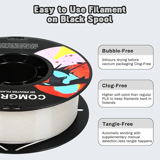 Comgrow PETG 3D Printer Filament 1.75mm, High Precision and Tough 3D Printer Filament 2kg (4.4LBS), Dimensional Accuracy +/- 0.02 mm, Fit Most 3D Printers Gey + Grey