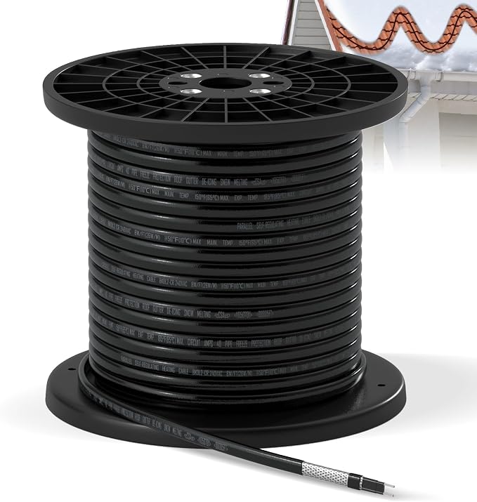 Cut-to-Length Roof & Pipe Heating Cable – YeloDeer Professional Bulk Roll, 5W/ft 120V 250Ft Self-Regulating CSA for Electricians and Installers (Requires End Seal & Power Cord Kit)