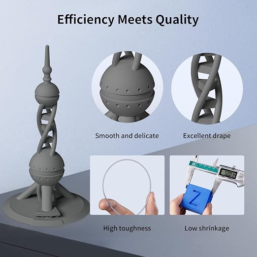 ANYCUBIC High Speed 3D Printer Filament 1.75mm, Print Up to 10X Faster, Rapid PLA Filament with High Prints Quality, Dimensional Accuracy +/- 0.02mm, Fit Most FDM 3D Printers, 1KG Spool, Texture Grey