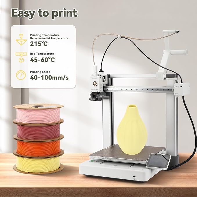3DHoJor Matte PLA Filament 1.75mm, Upgrade 1kg Cardboard Spool PLA Filament 1.75 PLA 3D Printing Filament, Print with Most 3D Printers Using 3D Filament-Almond Yellow