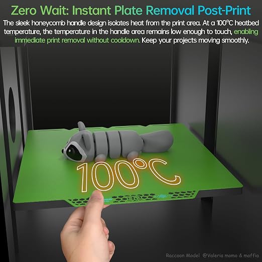 BIQU CryoGrip Pro Glacier Build Plate for Snap-Maker U1 3D Printer, Low Temperature Printing, Double-Sided Spring Steel Sheet, 276X301mm, Green