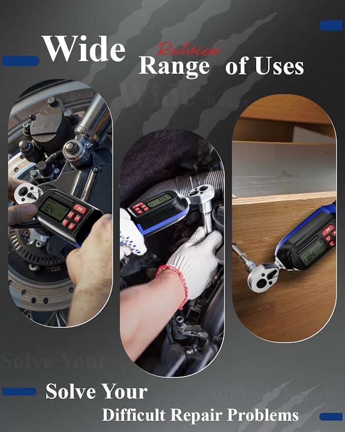 1/4 Digital Torque Wrench (1.11-22.13 Ft. Lb/ 1.5-30 N.m) ±2% Accuracy with Buzzer and LED Flash Notification Four Units of Measure Digital Torque Wrenches for Bicycle, DIY and Home Repair