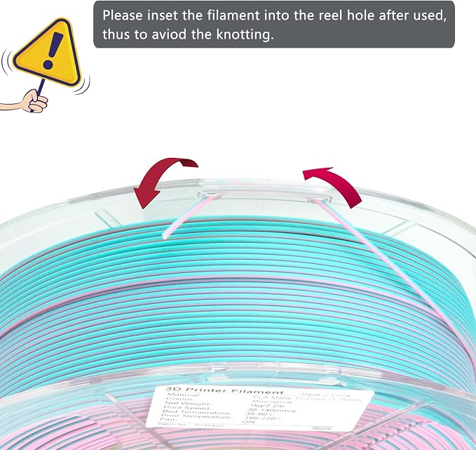iSANMATE Matte 3D Printer Filament, 3-in-1 Color Rainbow Filament, Coextrusion 3D Filament, Rapid Magic Color Change Filament 1.75mm, Dimensional Accuracy +/- 0.03 mm, Moonstone 1KG/Spool