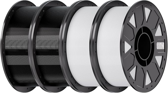 Creality Ender PETG 3D Printer Filament 1.75mm 4KG (8.8lbs), High Precision, Strong Toughness, Odorless, Better Flow, Moistureproof 3D Printing Ender PETG Filament, Black*2 & White*2