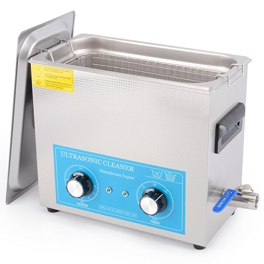 stonylab Ultrasonic Cleaner, 304 Stainless Steel All-Purpose Ultrasonic Cleaner with Mechanic Control Panel of Heating and Timer for Laboratory 40kHz 110V, 6L