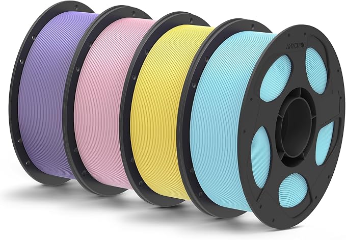 ANYCUBIC Matte PLA Filament Bundle 4KG, 3D Printing PLA Filament 1.75mm Dimensional Accuracy +/- 0.03mm, 1KG Reusable Spool, Purple + Sakura Pink + Ice Blue + Yellow