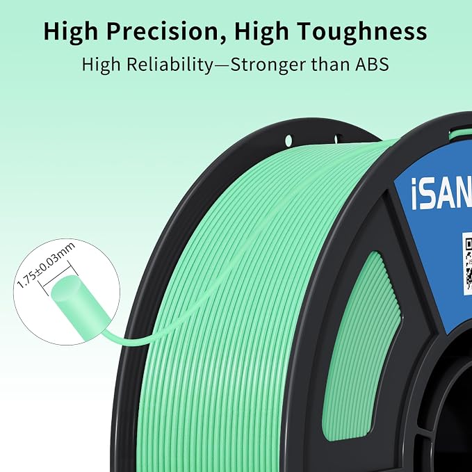 iSANMATE 3D Printer Filament ASA Mint Green, UV & Weather Resistant ASA Filament Perfect for Outdoor Functional Parts, for Bambu Lab 3D Printers,AMS,AMSLite, 1kg Spool (2.2lbs)