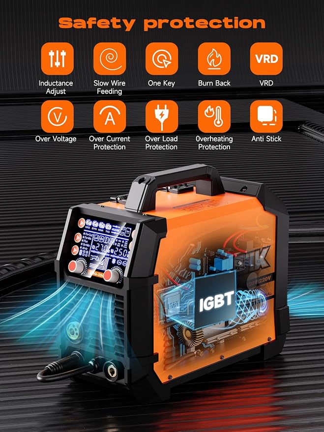 RUBIK Aluminum MIG Welder 250Amp, 5 in 1 MIG/Stick/Lift TIG Welder | Gas Gasless Digital MIG Welder 110V/220V Dual Voltage LCD Display Welding Machine, Professionals Multi Process Welder