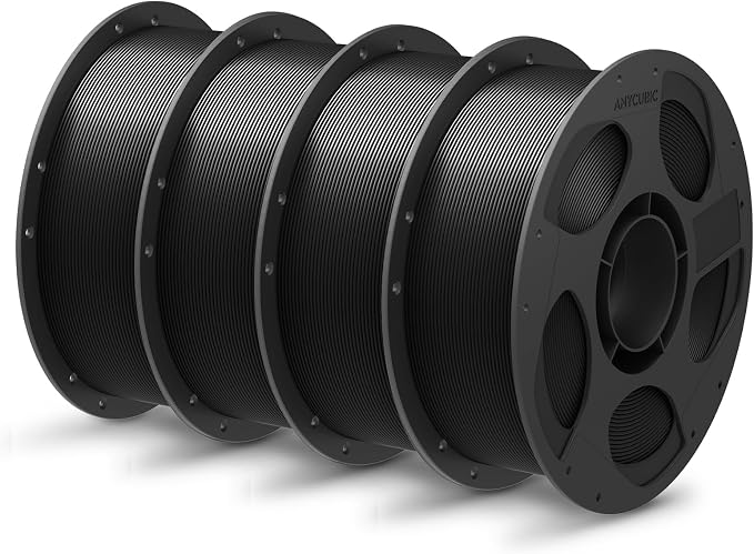 ANYCUBIC PLA Plus (PLA+), 3D Printer Filament 1.75mm Bundle, High Toughness, Dimensional Accuracy +/- 0.02mm, Print with Most FDM 3D Printers, 4 Pack 1KG Reusable Spool(2.2 lbs) Black