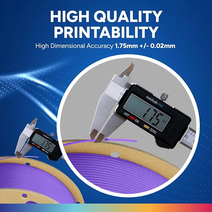 OVERTURE PLA Plus (PLA+) Filament 1.75mm, Stronger & More Durable, Professional Toughness 3D Printer Filament 1kg (2.2lbs), High Precision +/- 0.02mm, Tangle-Free (Purple)