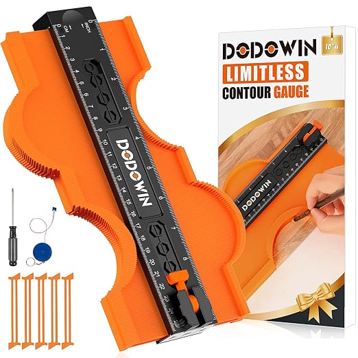 DODOWIN Contour Gauge Profile Tool Unlimited Connection 10 inch, Super Gauge Shape and Outline Tool, Gift for Men Dad Him Husband, Shape Outline Edge Angle Measuring