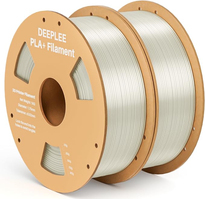 PLA+ 1.75mm 3D Printer Filament, PLA Plus with Dimensional Accuracy +/- 0.02mm, Higher Strength and Toughness, Neatly Wound, No Clogging, Fits for Most FDM 3D Printers, 2 Pack 1kg Clear
