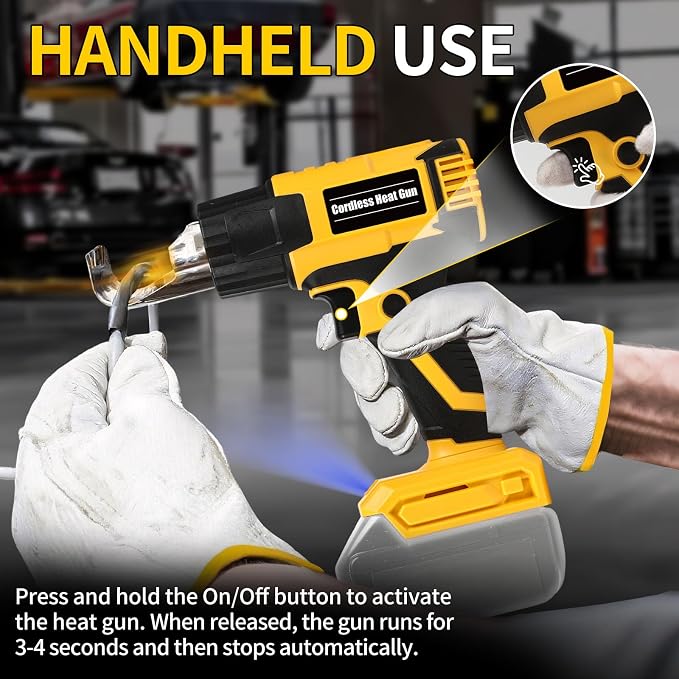 Cordless Heat Gun for Makita 18V Battery Users – Variable Temp 572°F, 1022°F, LED Light, 4 Nozzles, Hands-Free Lock | Ideal for Vinyl Wrap, Shrink Tubing & DIY Projects (Tool Only, Not by Makita)