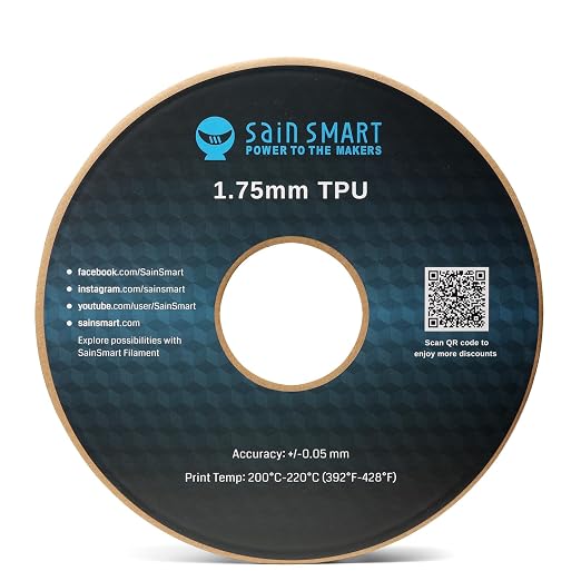 SainSmart Neon Color TPU, 1.75mm Flexible TPU 3D Printer Filament 800g, Dimensional Accuracy +/- 0.05 mm, Neon Scarlet