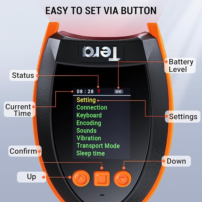 Tera Barcode Scanner Wireless 2D with Stand: Pro Version Digital Setting Screen Keypad Works with Bluetooth 2.4G Wireless USB Wired Extra Fast Scanning Speed Handheld Bar Code Reader HW0009-Z
