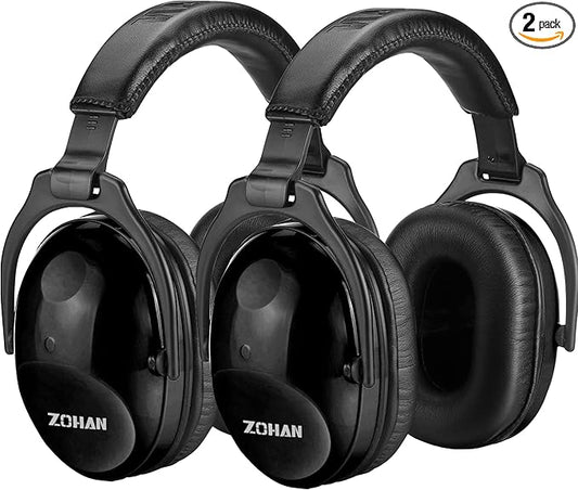 ZOHAN Kids Ear Protection 2 Pack, 25dB NRR Noise Cancelling Headphones for Kids, with Pillowy Pads, for Monster Truck, School, Autism, Sensory, Fireworks, Concerts, Events (Black+Black)
